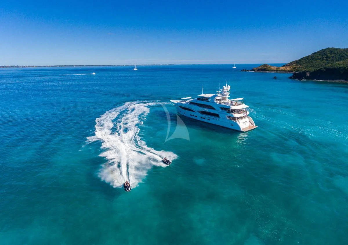 a boat and a boat in the water aboard KING BABY Yacht for Sale