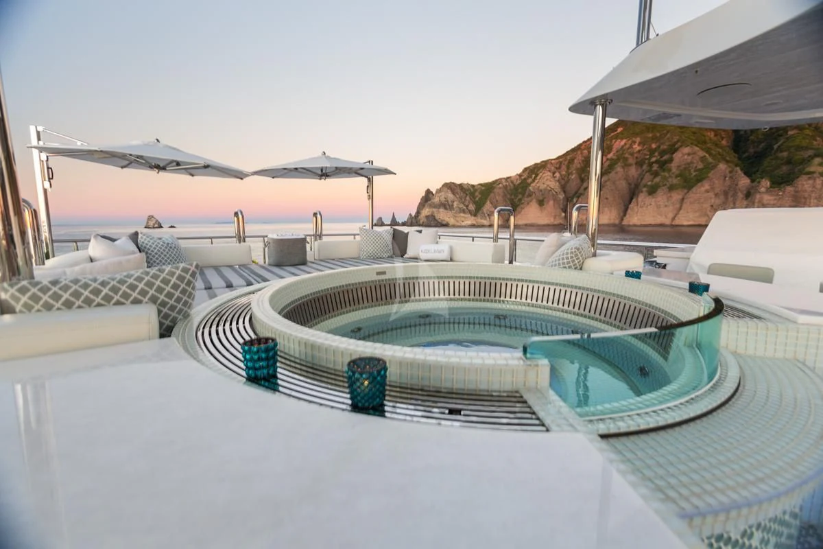 a swimming pool on a beach aboard KING BABY Yacht for Sale