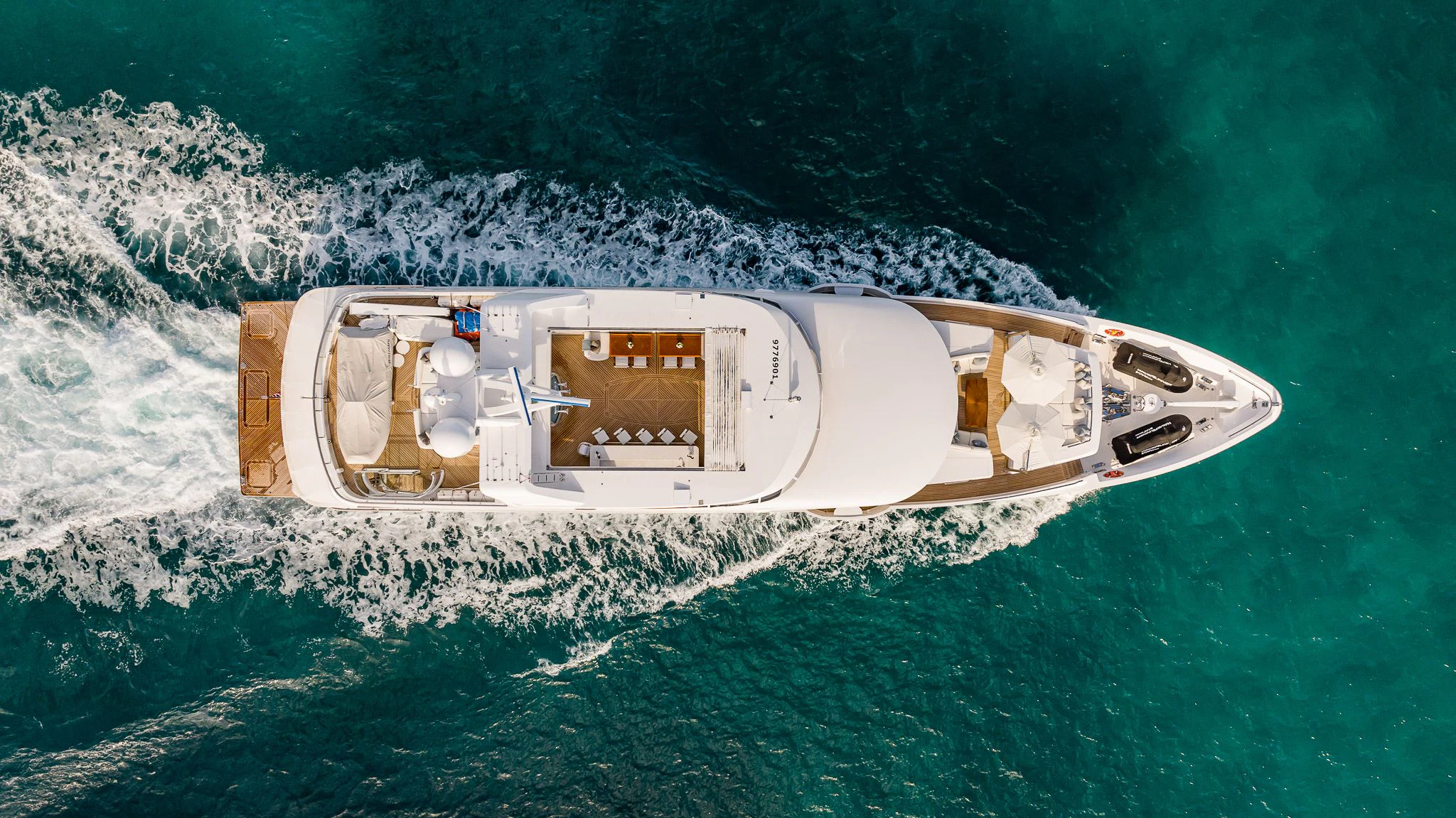 a high angle view of a ship aboard KING BABY Yacht for Sale