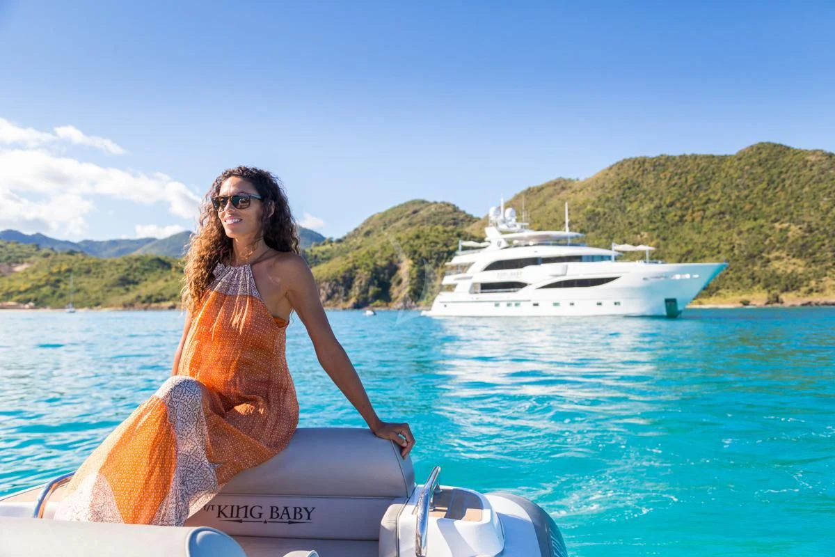 a person in a boat aboard KING BABY Yacht for Sale