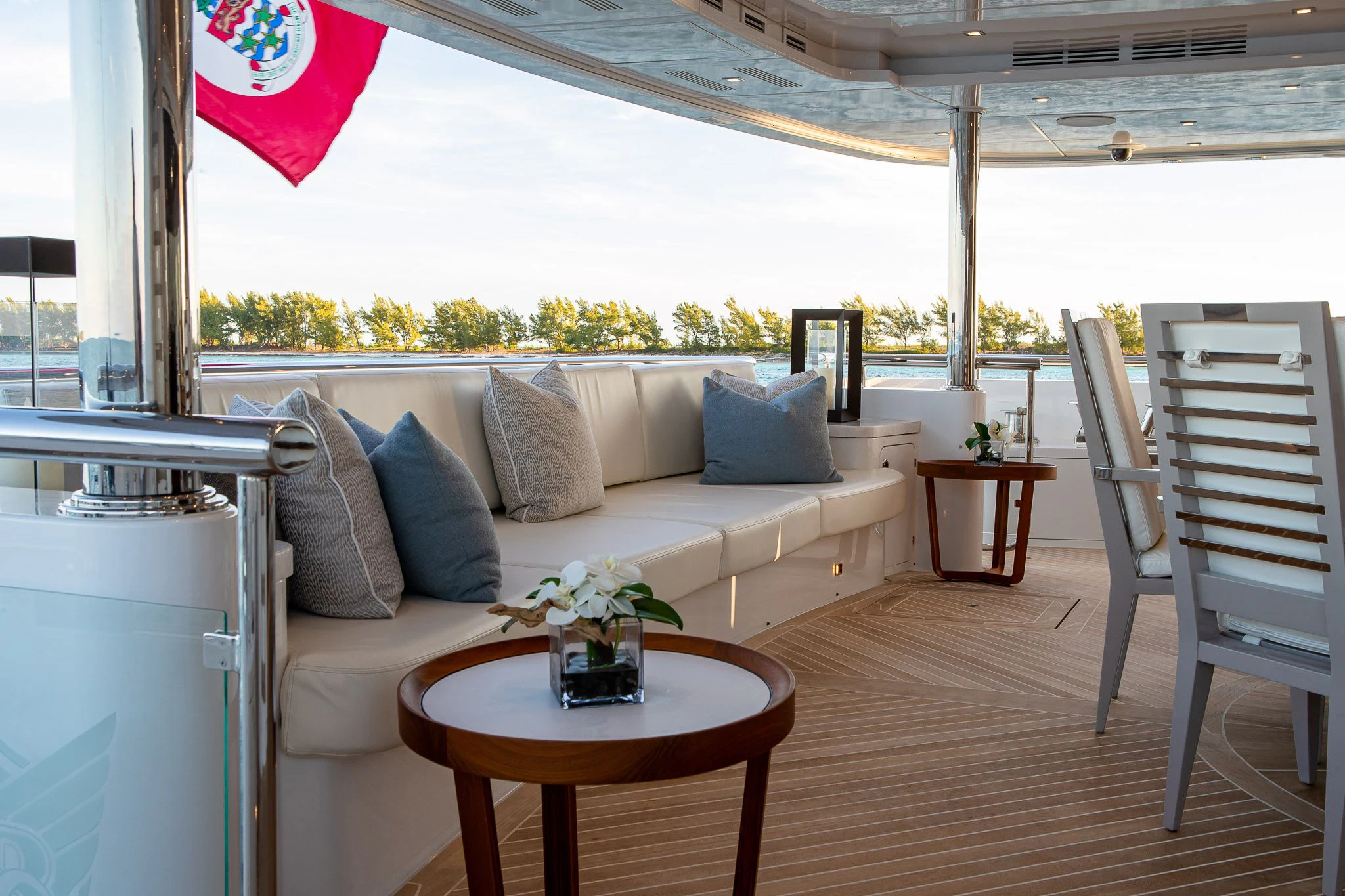 a living room with a couch and a table aboard KING BABY Yacht for Sale