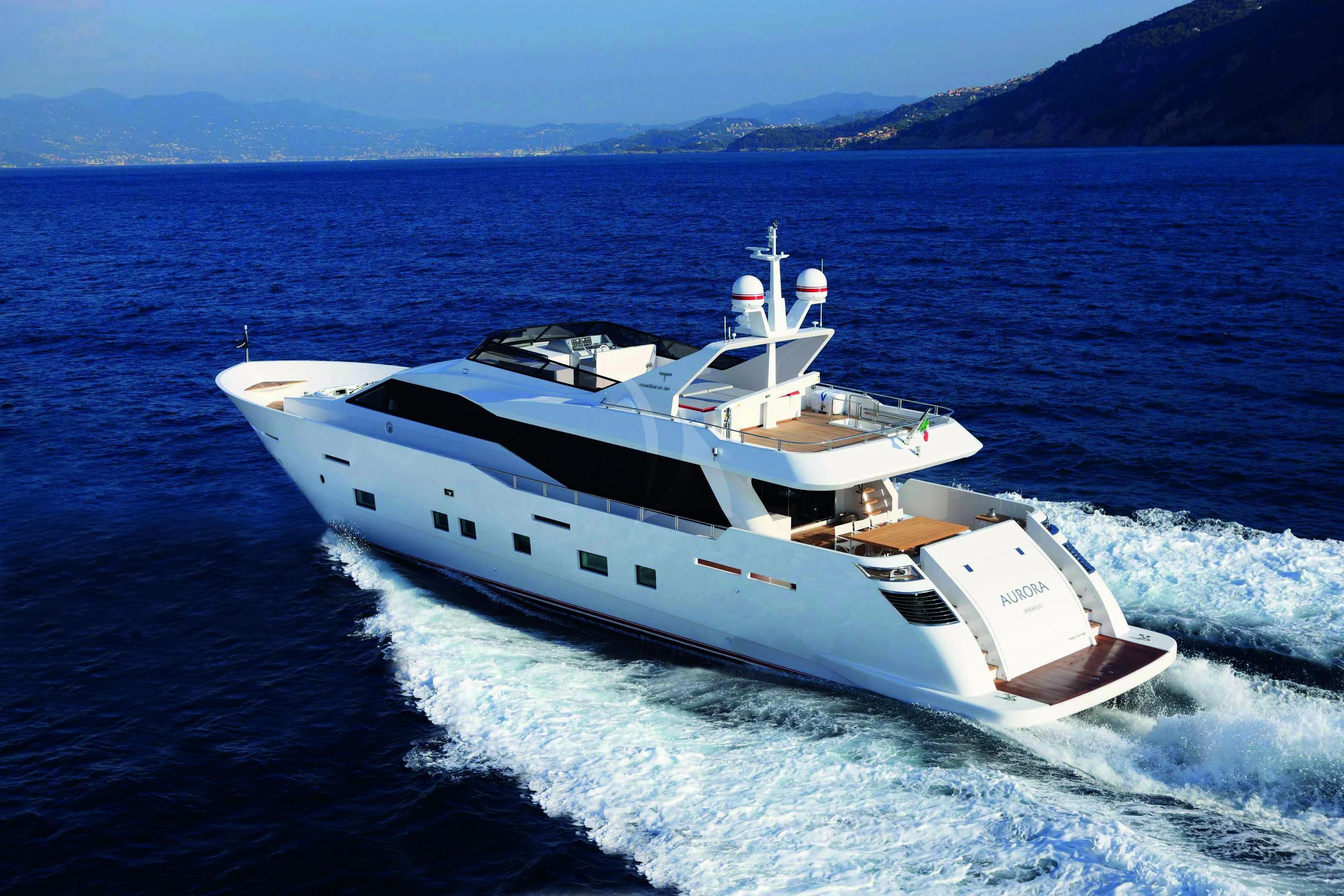 a boat on the water aboard AURORA Yacht for Sale