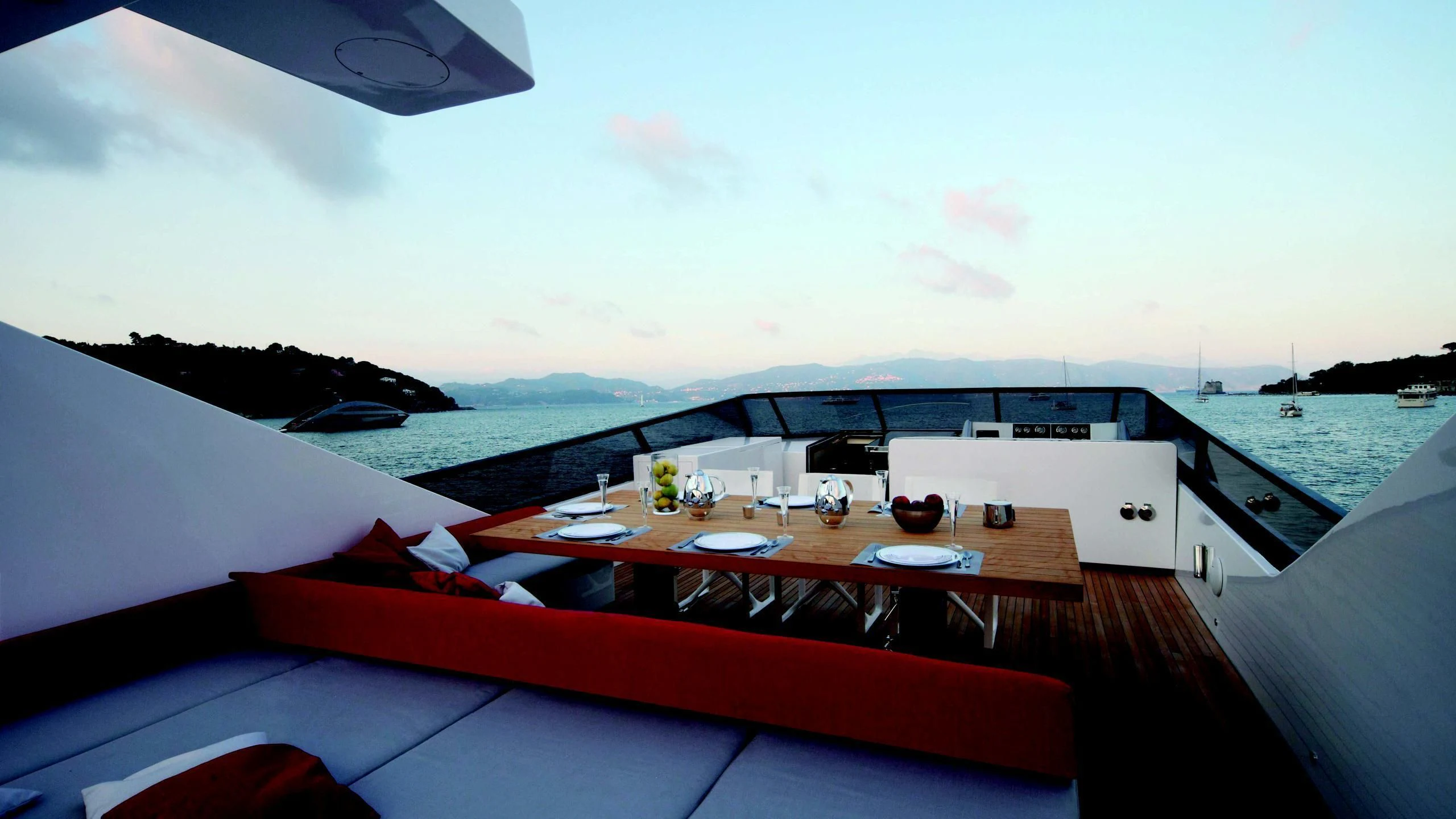 a boat on the water aboard AURORA Yacht for Sale
