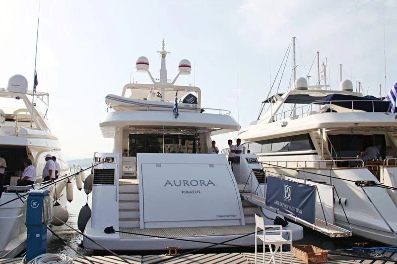a group of boats are parked aboard AURORA Yacht for Sale