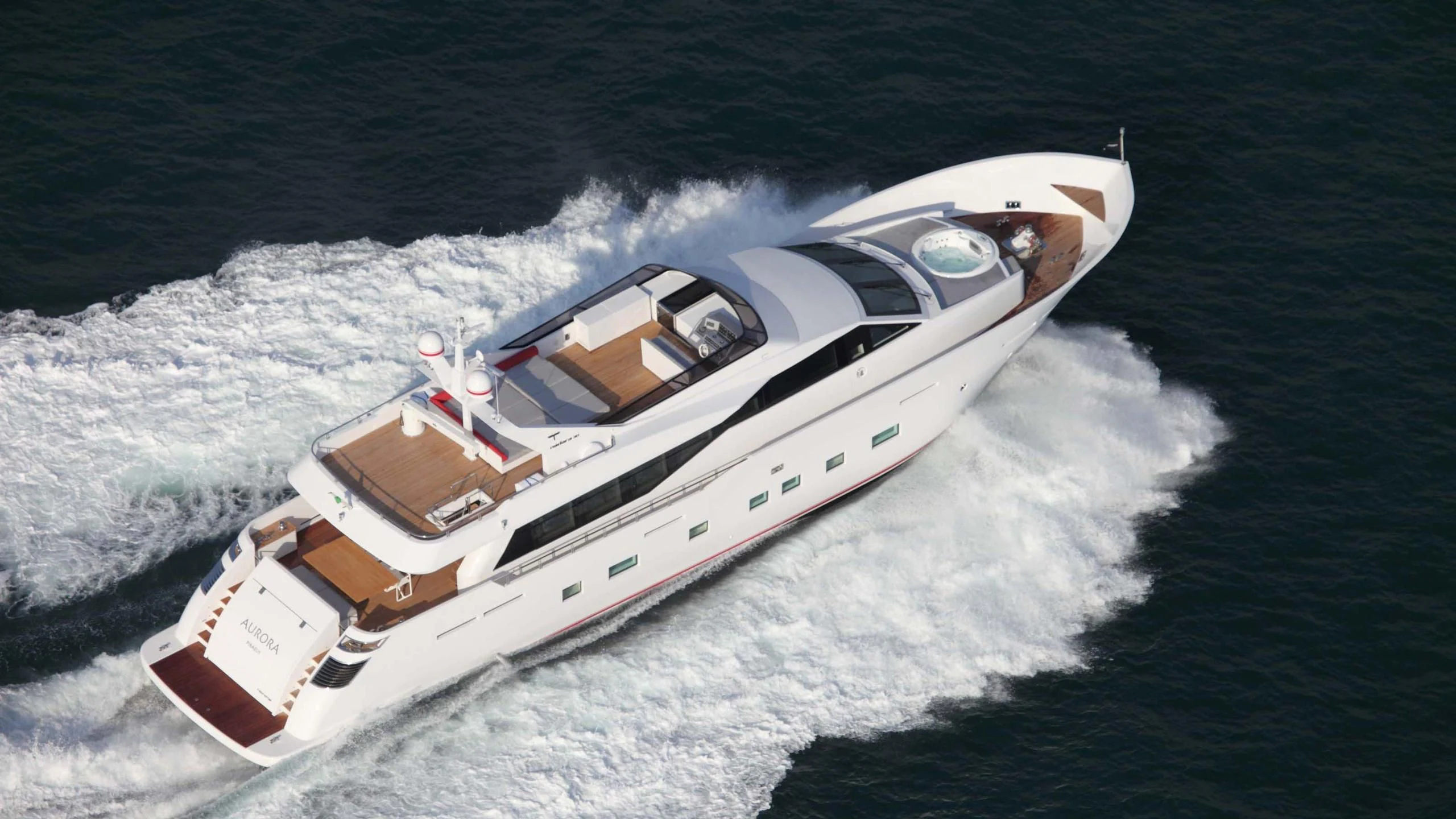 a space ship on the water aboard AURORA Yacht for Sale