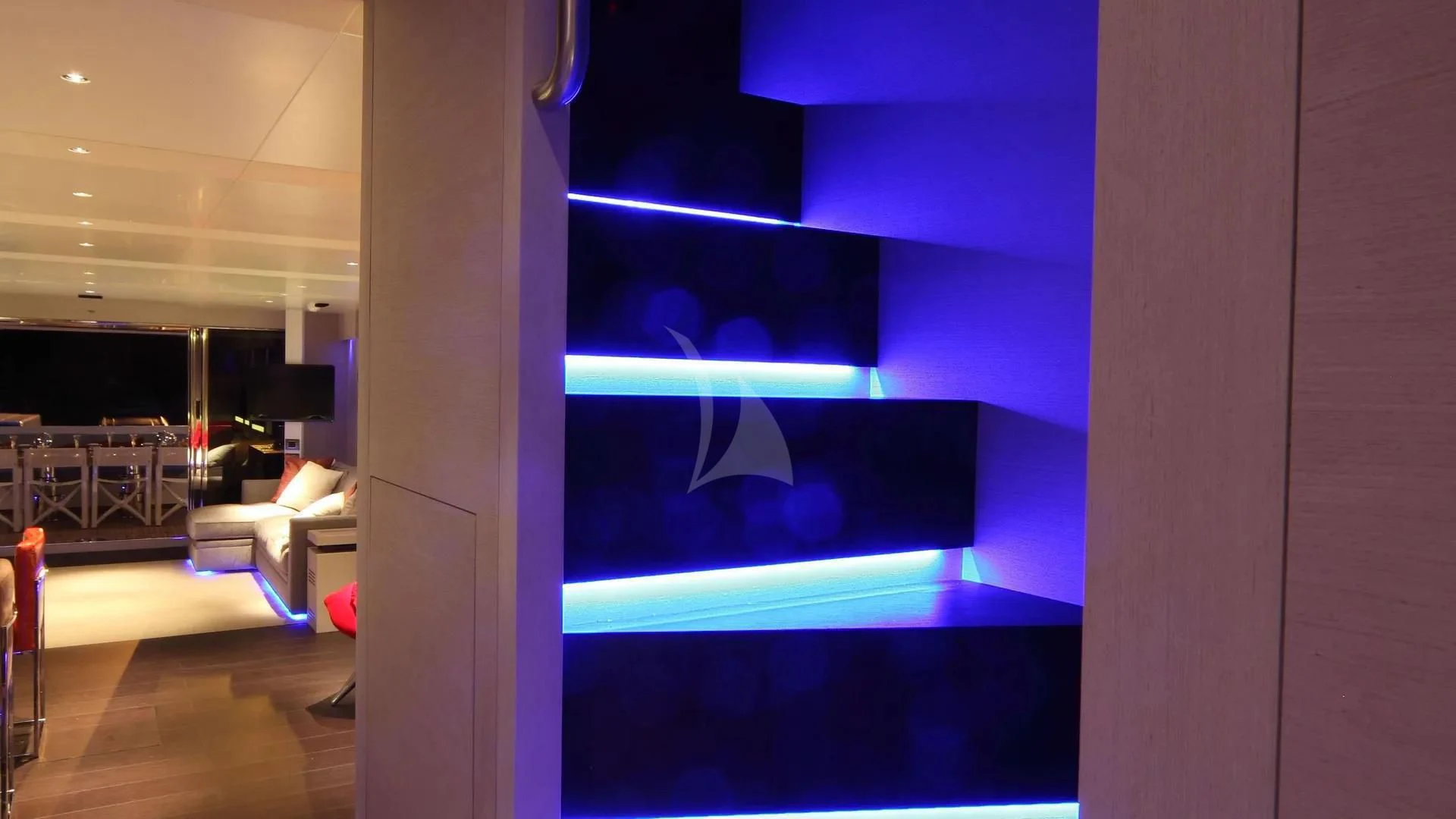 a room with a tv aboard AURORA Yacht for Sale