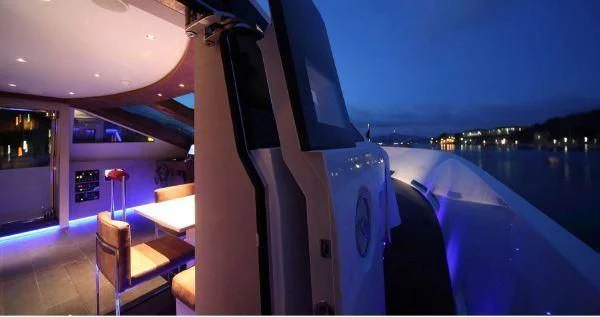 a boat on the water aboard AURORA Yacht for Sale