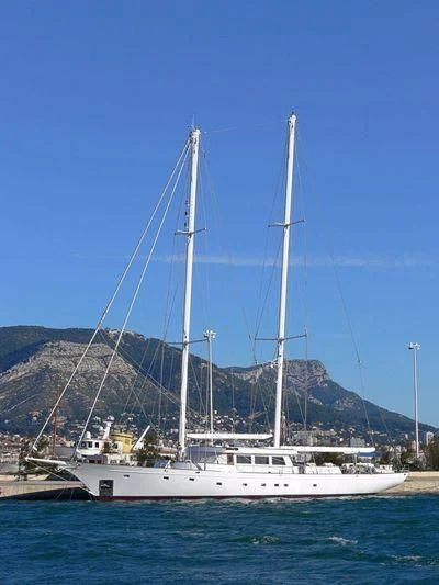 a sailboat in the water aboard QUEEN NEFERTITI Yacht for Sale