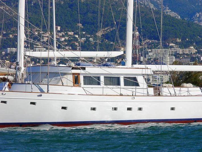 a large white boat in the water aboard QUEEN NEFERTITI Yacht for Sale