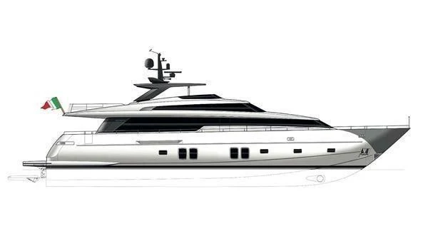 a white and black boat aboard PEACEKEEPER Yacht for Sale