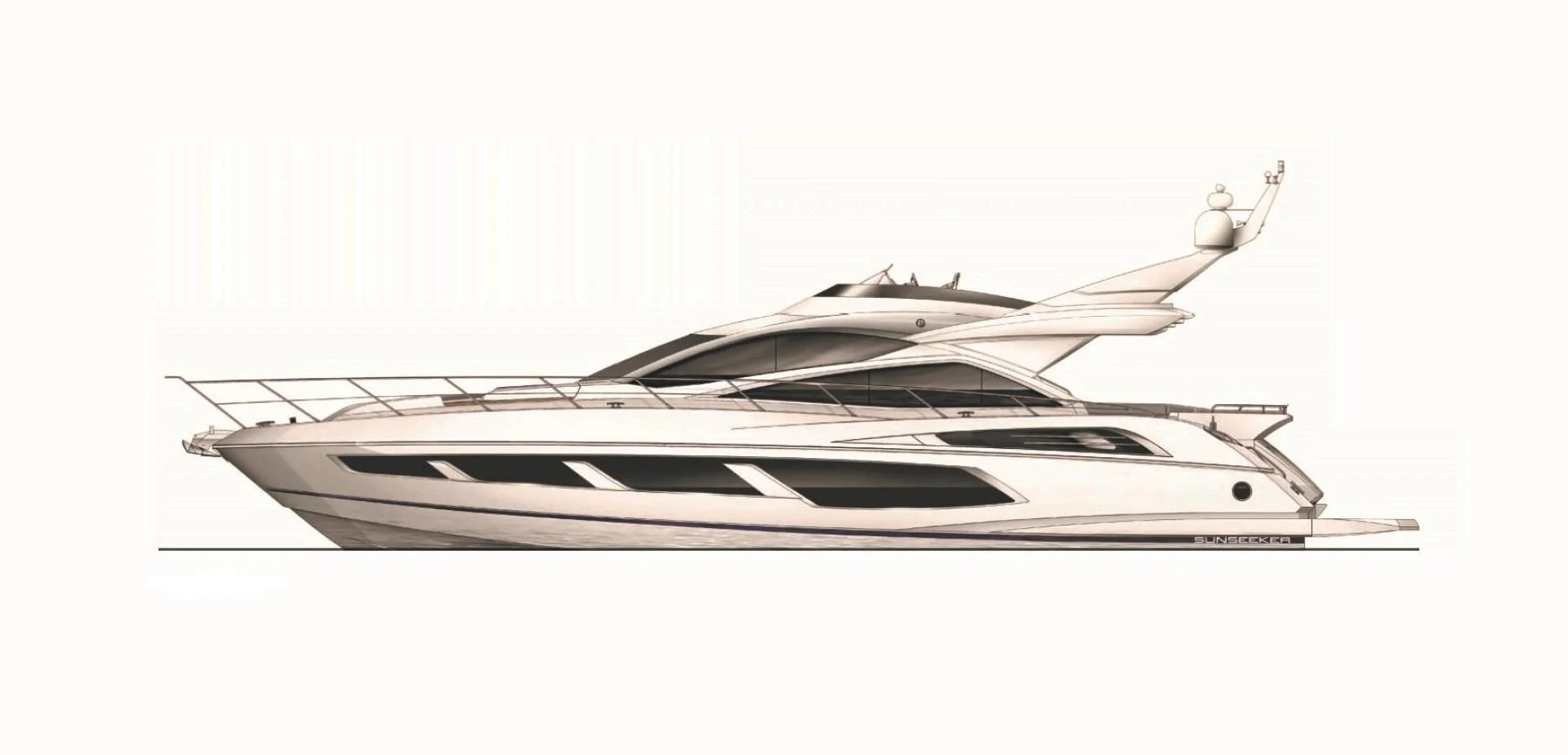 a silver and black striped boat aboard LONG WAY ROUND Yacht for Sale