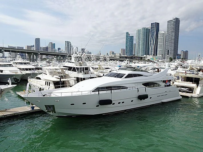 a group of boats in a harbor aboard LADY ARLINGTON Yacht for Sale