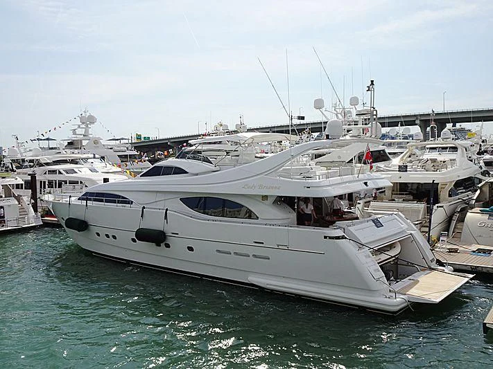 a group of boats in a harbor aboard LADY ARLINGTON Yacht for Sale