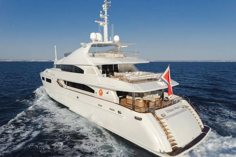 a ship on the water aboard TITIAN PEARL Yacht for Sale