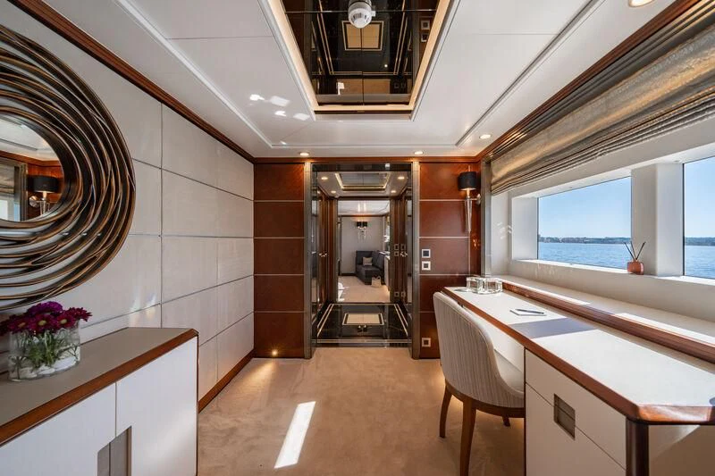 a large room with a large window aboard TITIAN PEARL Yacht for Sale