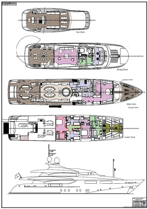 diagram, engineering drawing, schematic aboard TITIAN PEARL Yacht for Sale