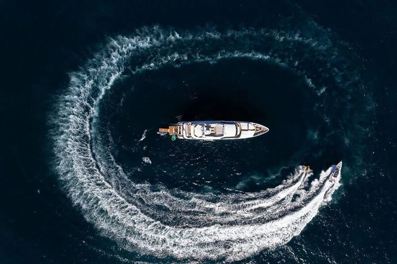 a boat in the water aboard TITIAN PEARL Yacht for Sale