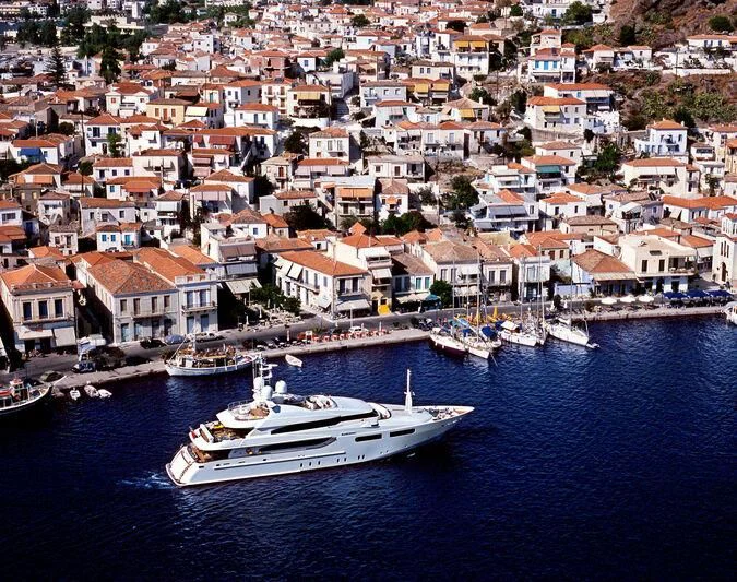 a boat in the water aboard TITIAN PEARL Yacht for Sale