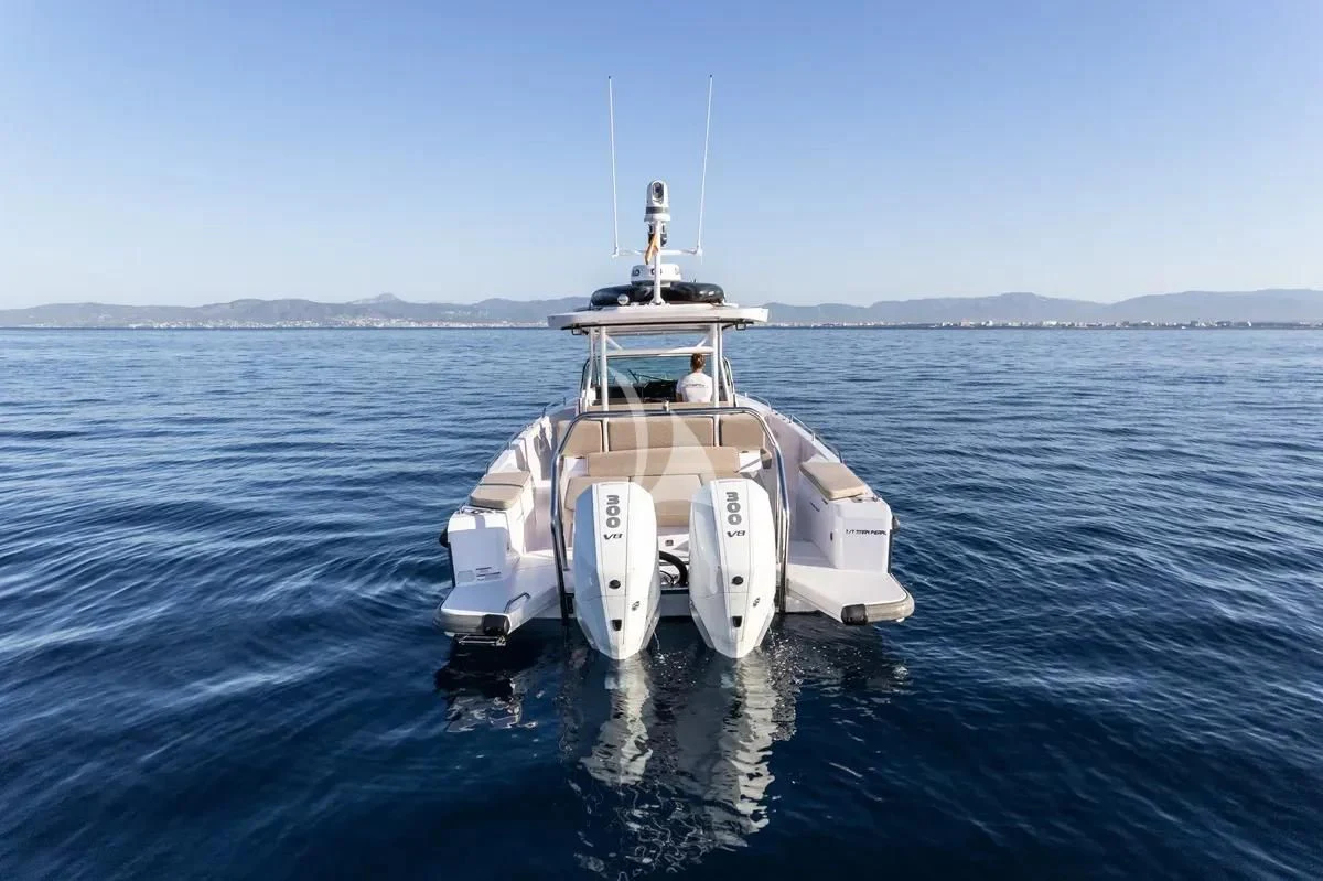 a boat in the water aboard TITIAN PEARL Yacht for Sale