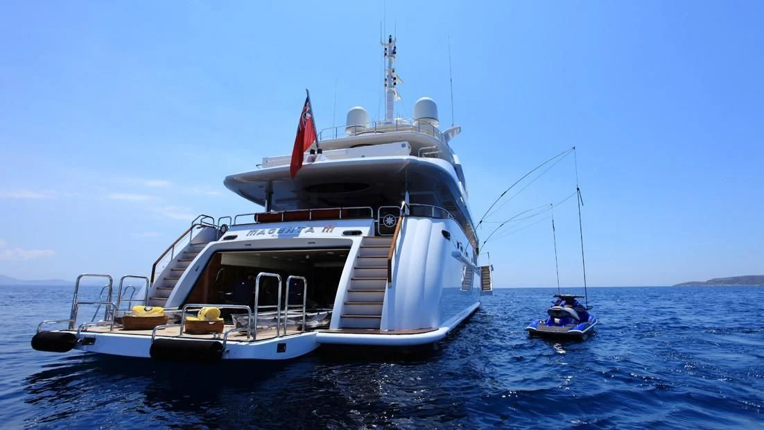 a boat on the water aboard TITIAN PEARL Yacht for Sale