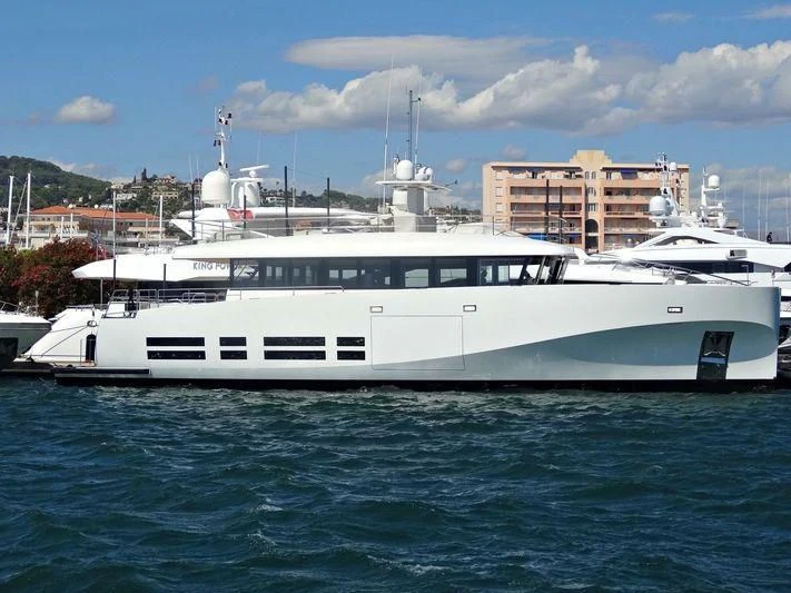 a white yacht in the water aboard LA PETITE OURSE Yacht for Sale
