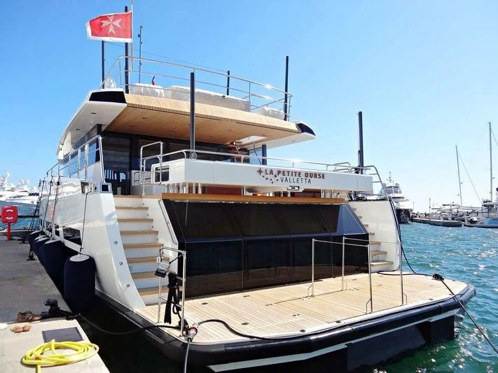 a large boat on the water aboard LA PETITE OURSE Yacht for Sale
