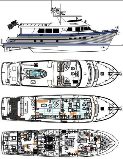 diagram, engineering drawing aboard INSIGNIA Yacht for Sale