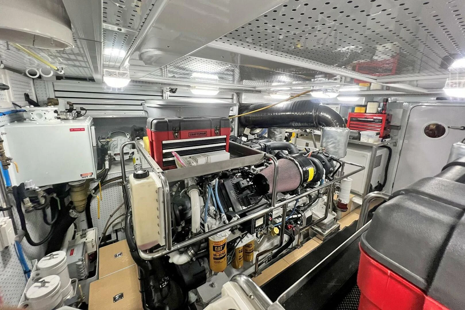 a close-up of a car engine aboard INSIGNIA Yacht for Sale