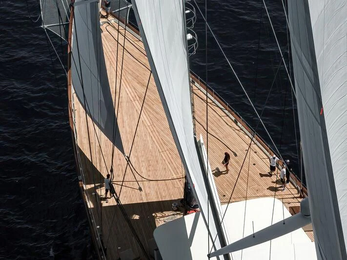 a group of people sailing on a boat aboard KORU Yacht for Sale