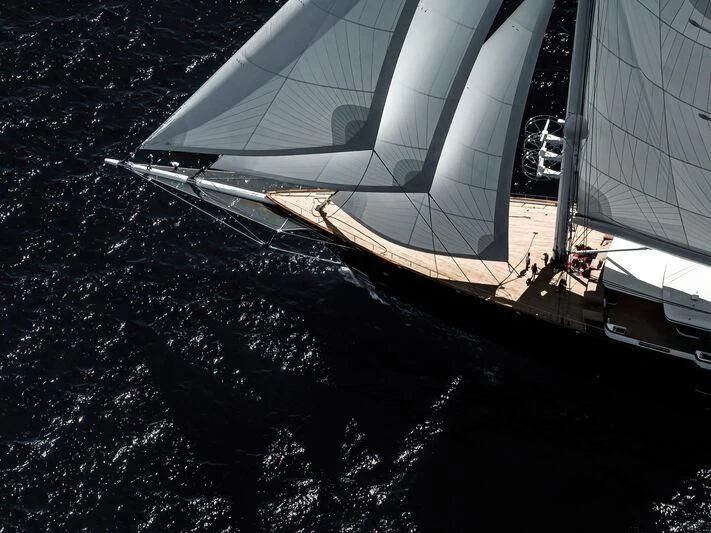 a high angle view of a ship aboard KORU Yacht for Sale