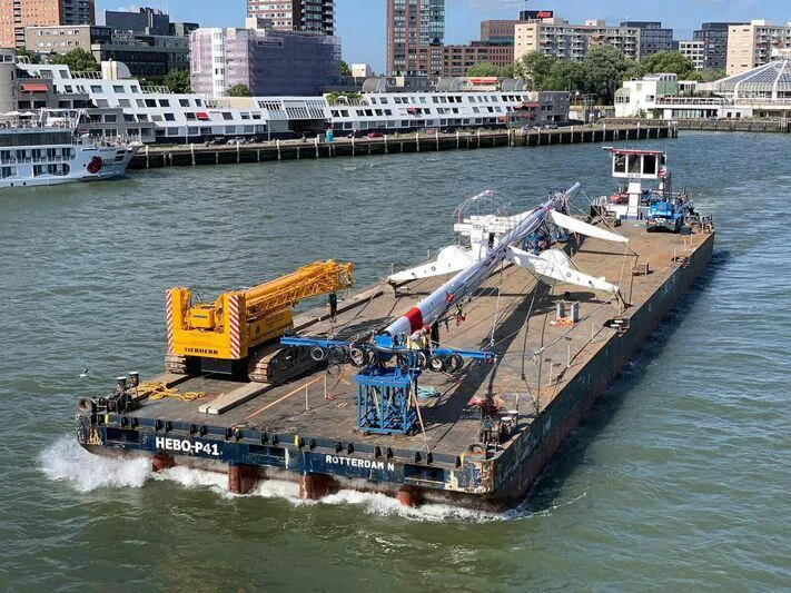 a large ship in the water aboard KORU Yacht for Sale