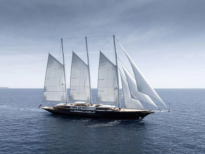 a boat sailing on the sea aboard KORU Yacht for Sale