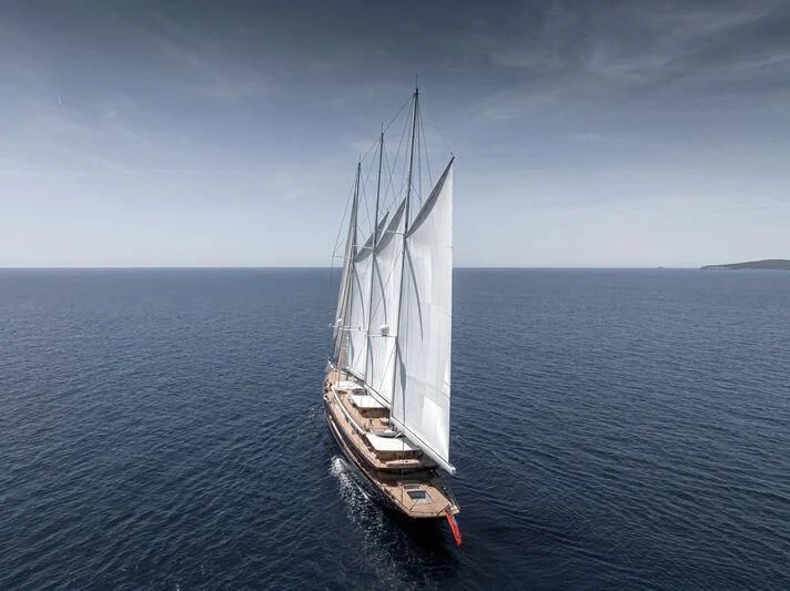 a sailboat in the water aboard KORU Yacht for Sale