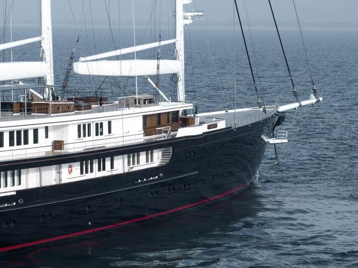 a large boat in the water aboard KORU Yacht for Sale