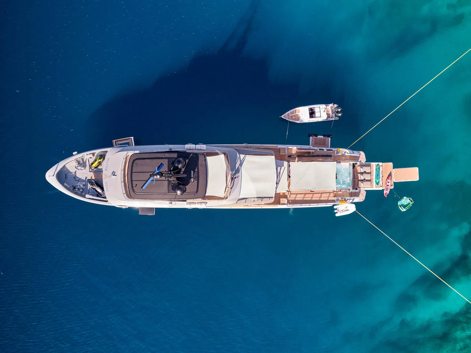 a high angle view of a boat aboard PARA BELLVM Yacht for Charter