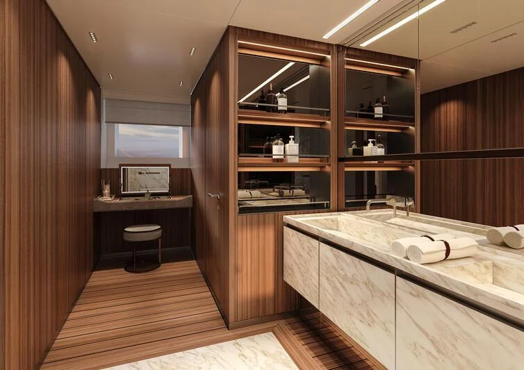 a bathroom with a large sink aboard PARA BELLVM Yacht for Charter