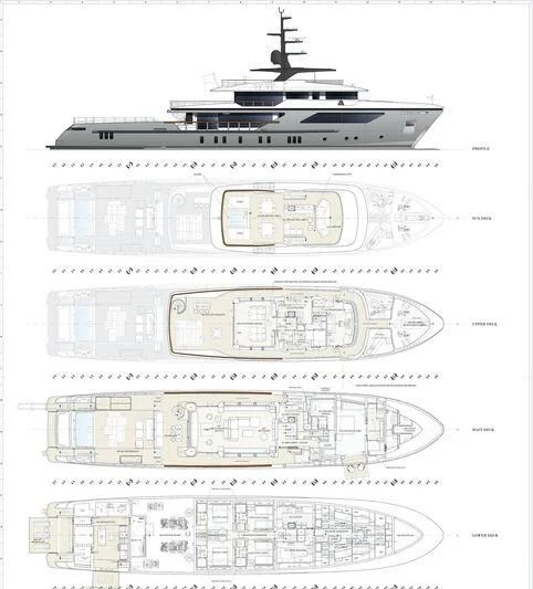 diagram, engineering drawing aboard PARA BELLVM Yacht for Charter