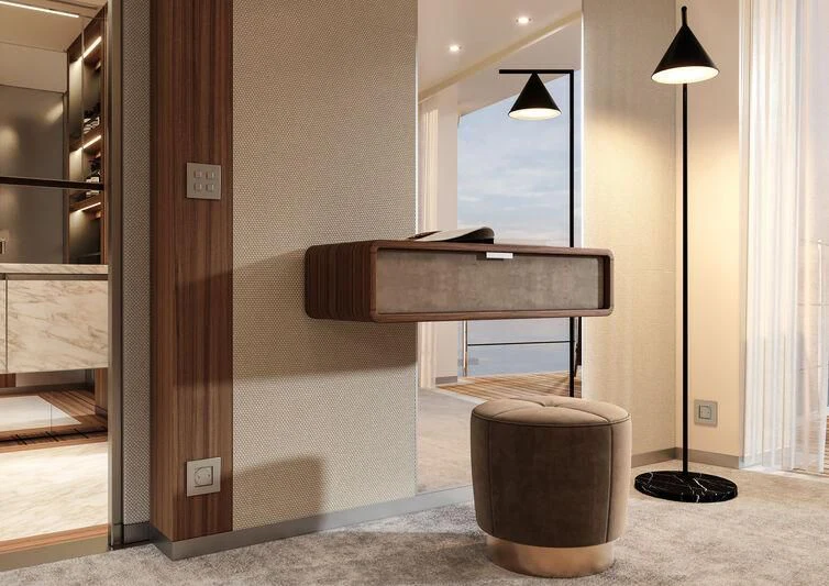 a large wooden piano aboard PARA BELLVM Yacht for Charter