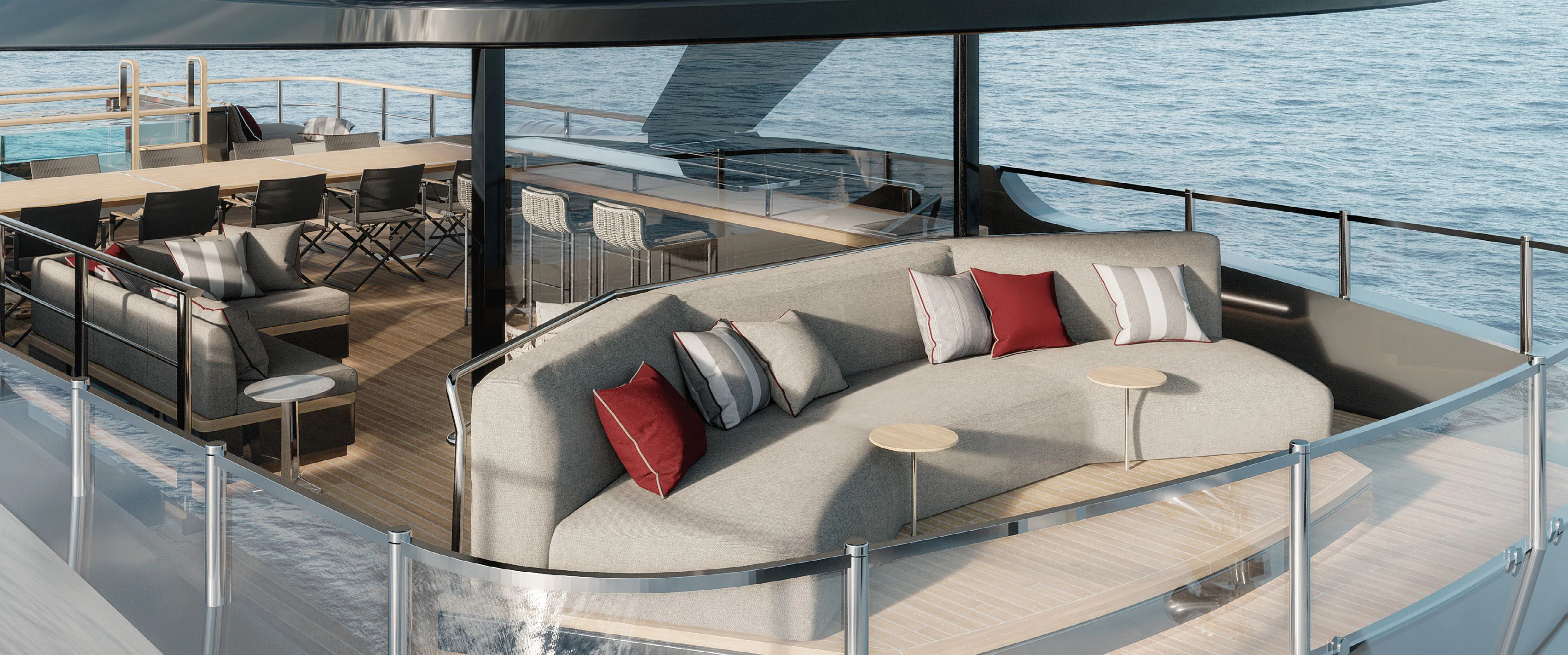 a large bed on a deck aboard PARA BELLVM Yacht for Charter