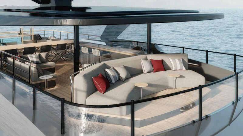a large bed on a boat aboard PARA BELLVM Yacht for Charter