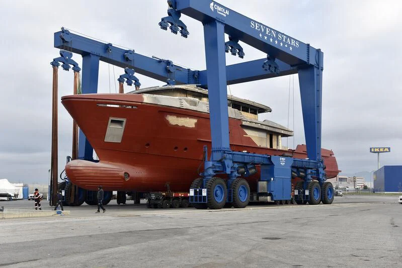 a large red machine aboard PARA BELLVM Yacht for Charter
