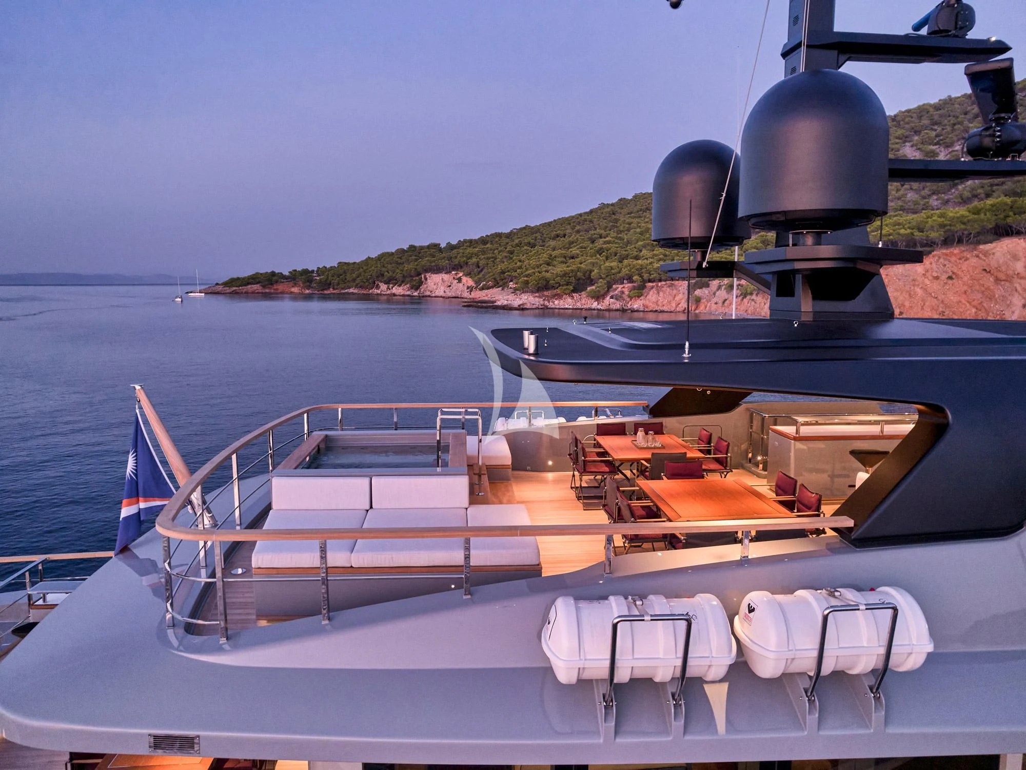 a boat on the water aboard PARA BELLVM Yacht for Charter