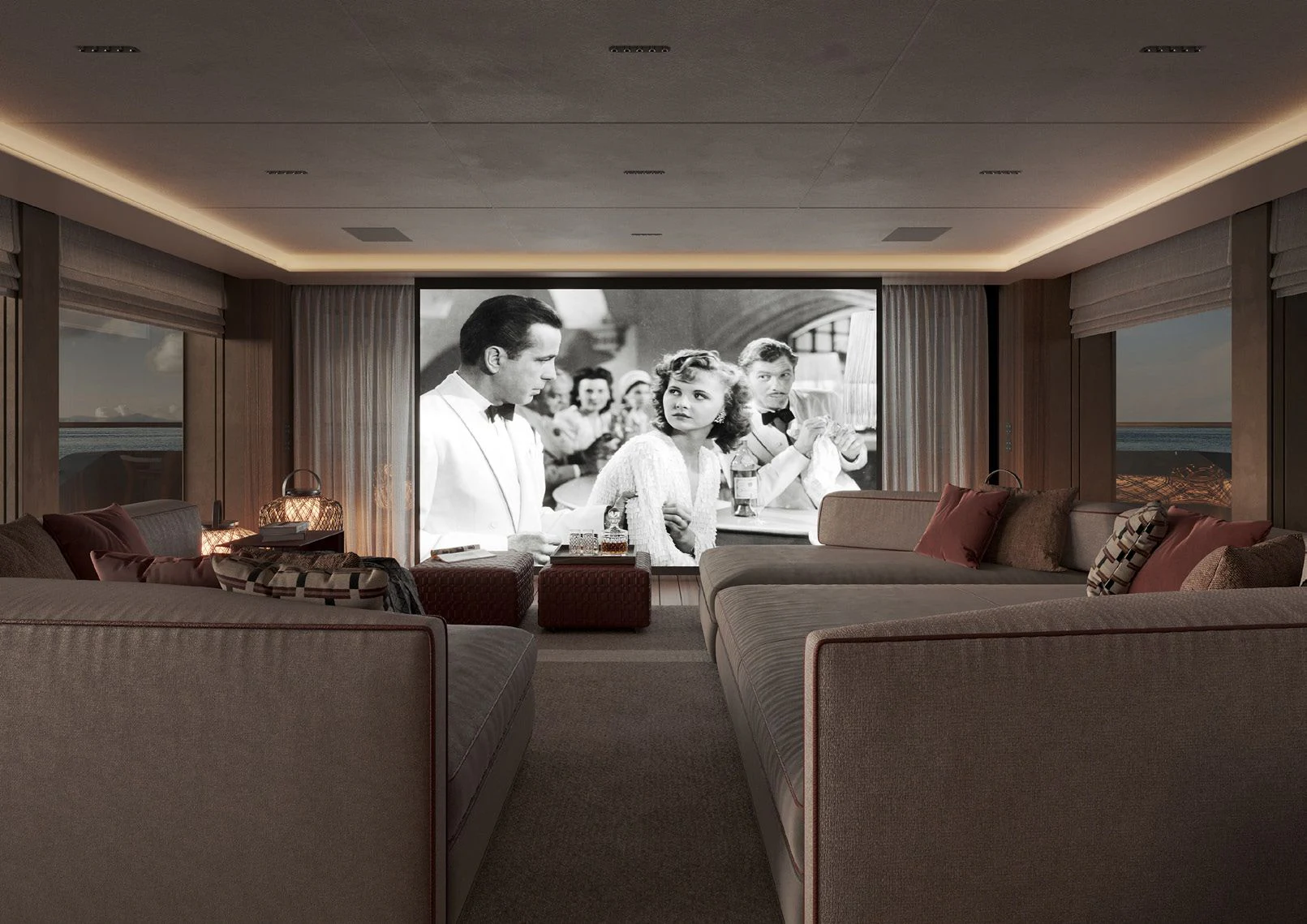 a group of people in a room aboard PARA BELLVM Yacht for Charter