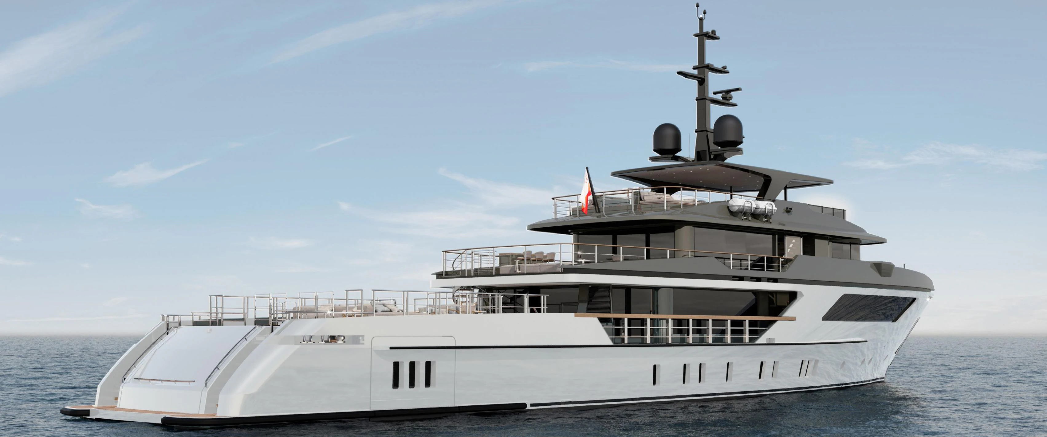 a large white ship in the water aboard PARA BELLVM Yacht for Charter