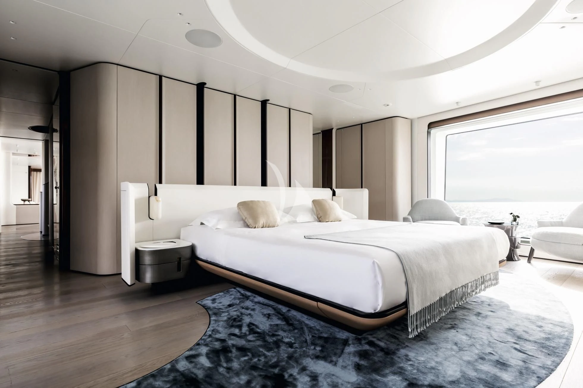 a room with two beds aboard LUZ DE MAR Yacht for Sale
