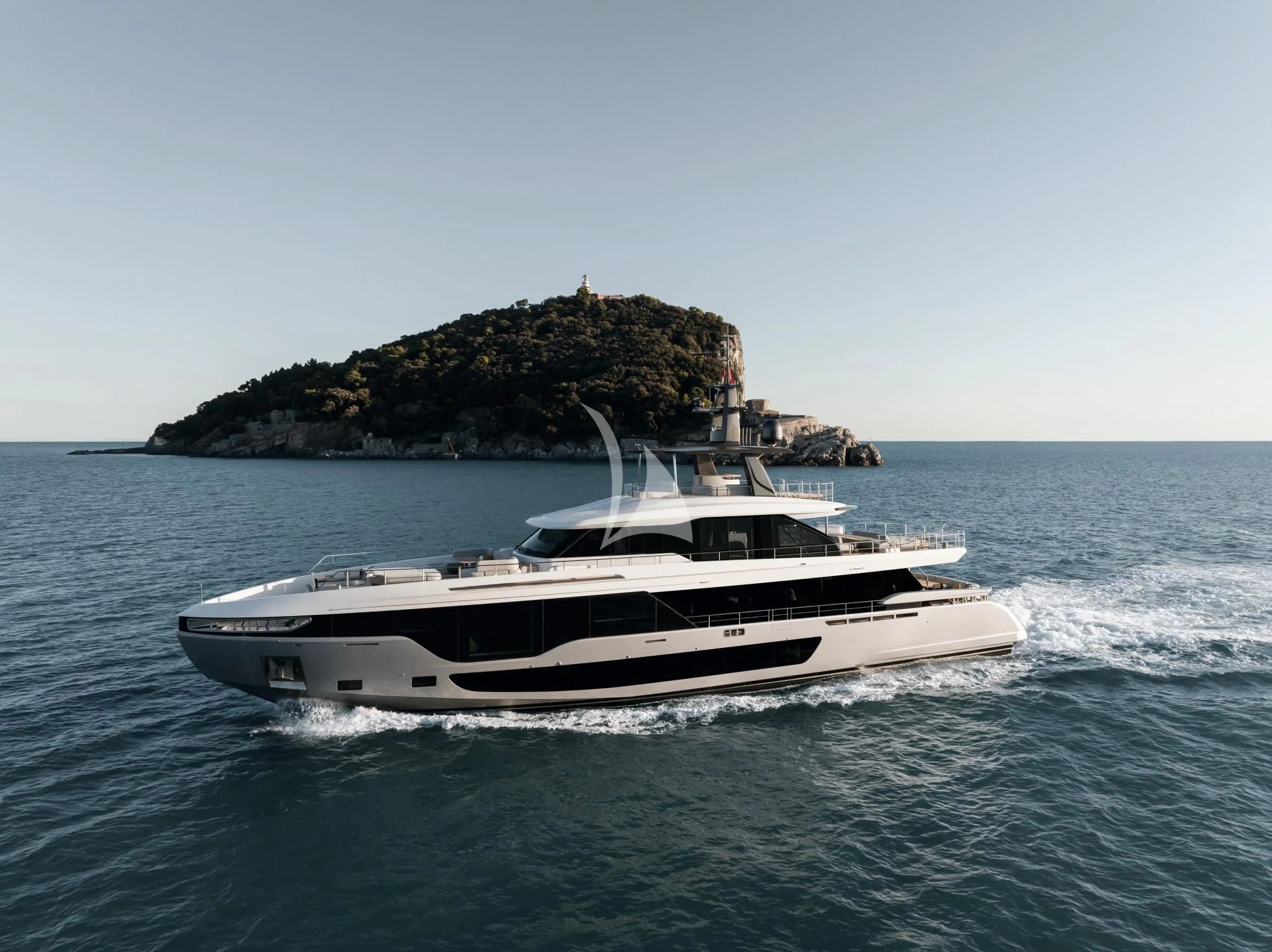 a boat in the water aboard LUZ DE MAR Yacht for Sale