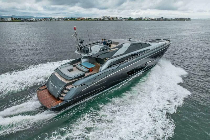 a military boat on a body of water aboard EVENFLOW Yacht for Sale