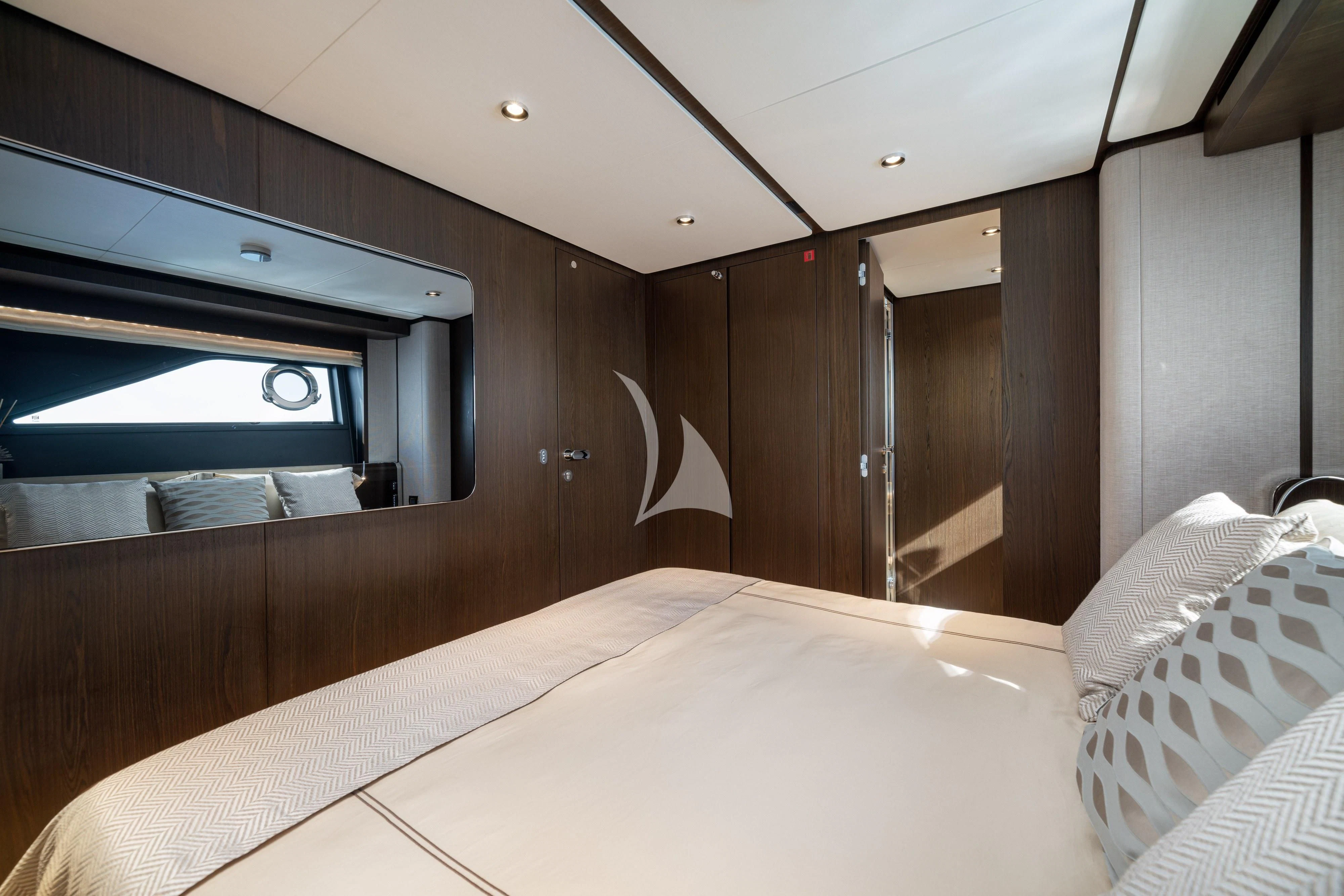 a bed in a room aboard VITTORIA Yacht for Sale