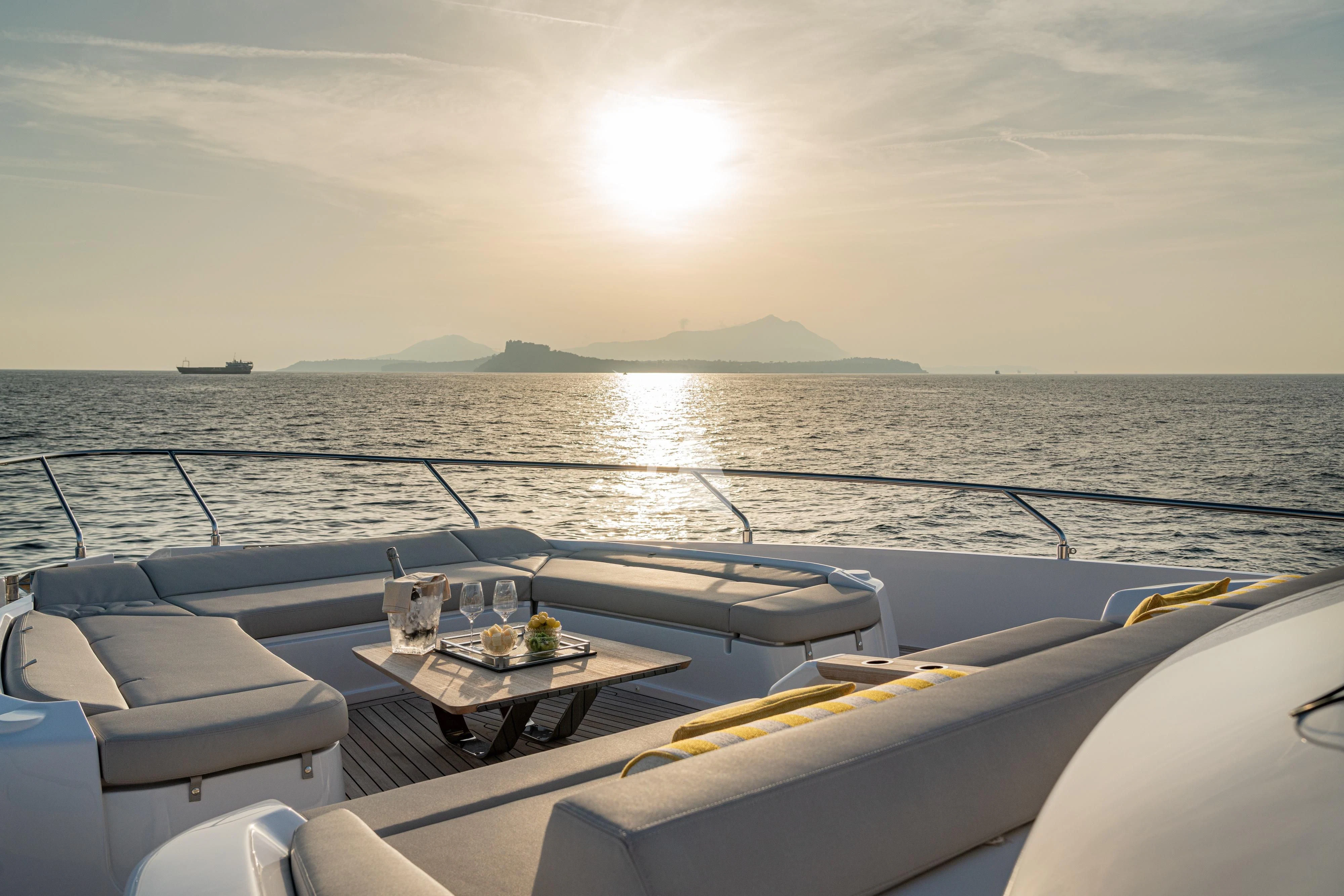 a boat on the water aboard VITTORIA Yacht for Sale