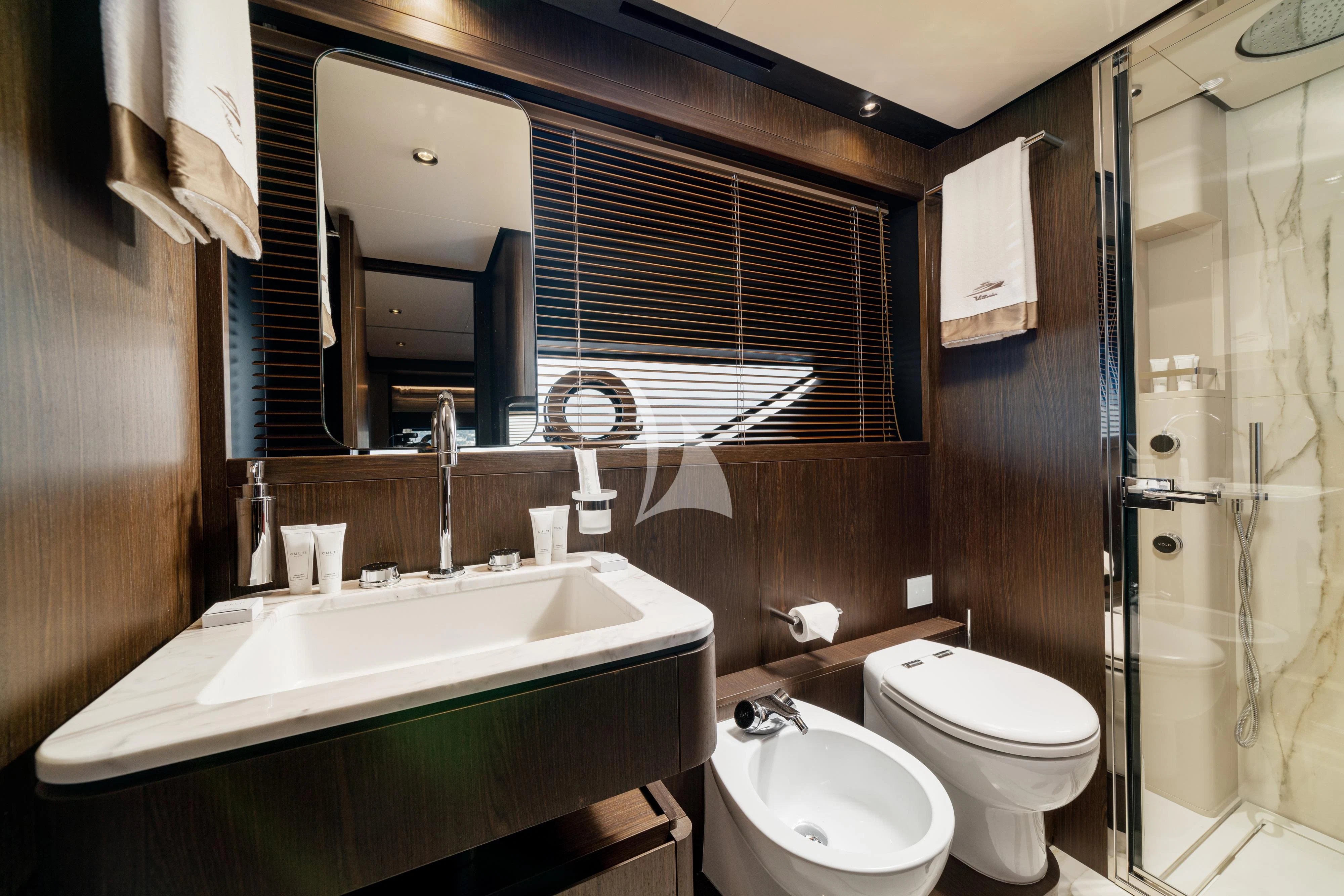 a bathroom with a sink toilet and a bathtub aboard VITTORIA Yacht for Sale